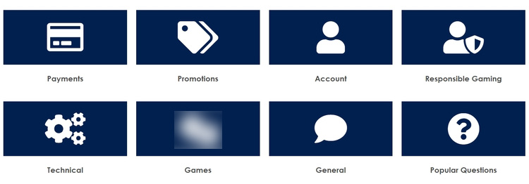 Страница помощи разделена на категории