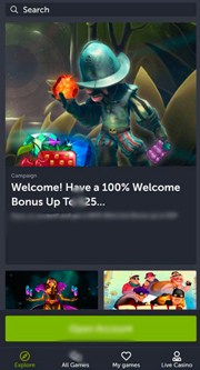 На смартфонах тоже доступен приветственный бонус 