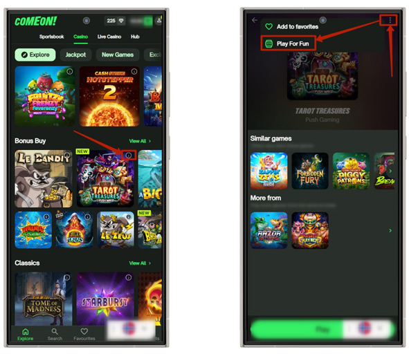 Выбор между демо версией и реальными ставками