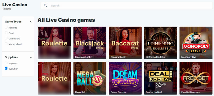 Несколько десятков live-игр с настоящими дилерами