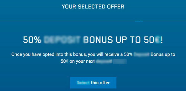 50-процентный бонус до 50 EUR