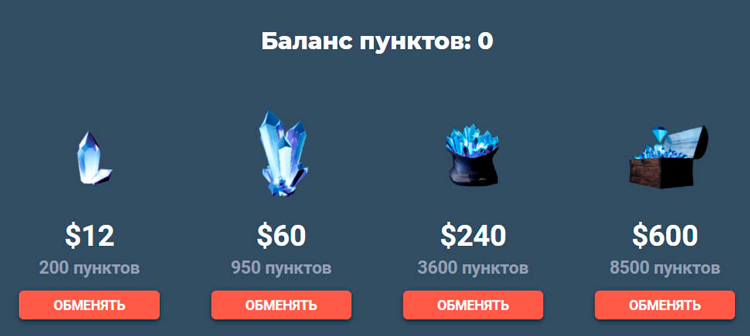 Курс обмена очков на деньги