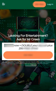 Реклама стартового бонуса в мобильной версии сайта 