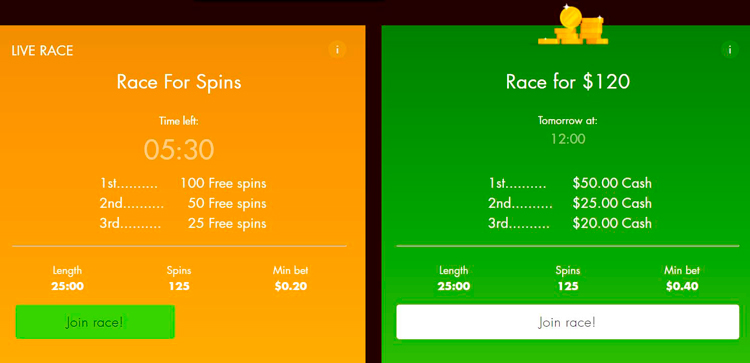 Races – это турниры, проводимые оператором
