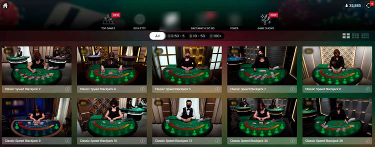 Интерфейс лайв-казино от Evolution Gaming