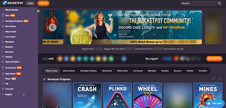 Главный экран онлайн-казино