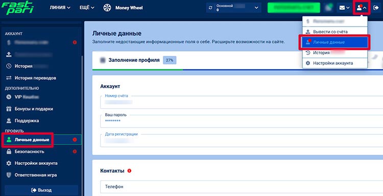 Раздел профиля