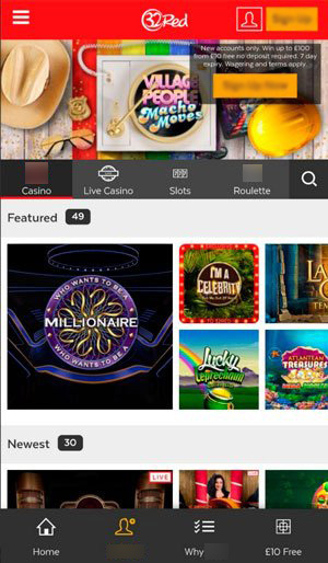 Казино на экране телефона