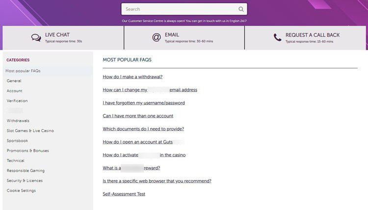Раздел помощи пользователям