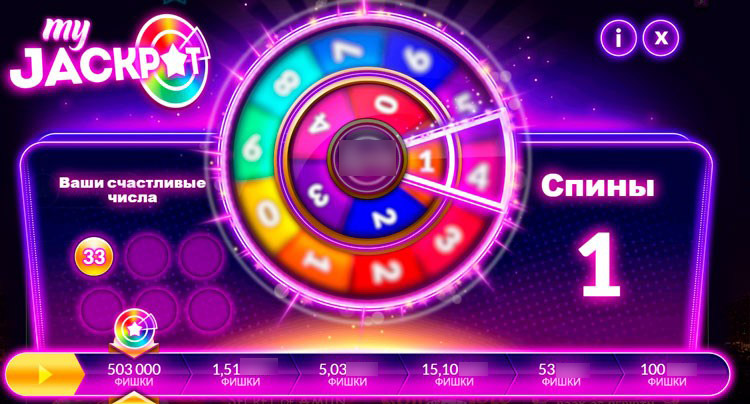 Раскручивание колеса MyJackpot