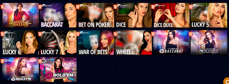 Столы с настоящими крупье