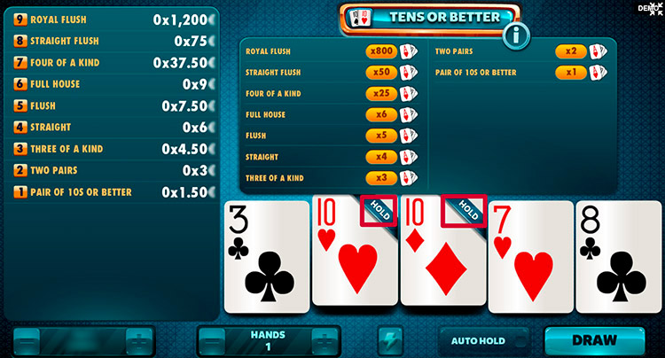 Игра в Tens or Better