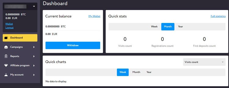 Базовая информация по аккаунту в панели управления