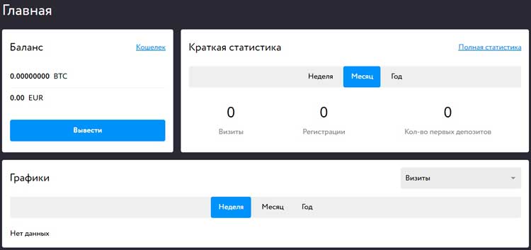 Стартовая страница после входа в аккаунт